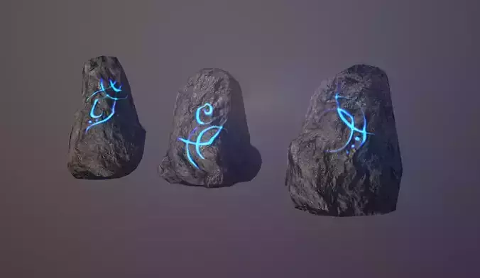 Runic stones Low-poly 3D model