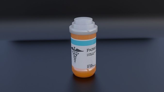 Painkiller medicine bottle Low-poly 3D model