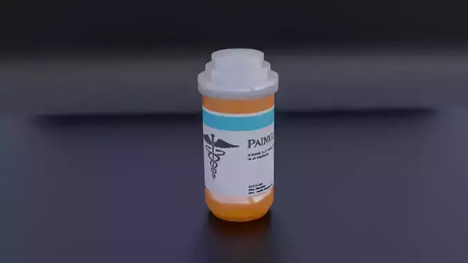 Painkiller medicine bottle Low-poly 3D model