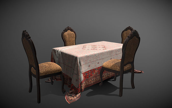 Table and Chair Low-poly 3D model