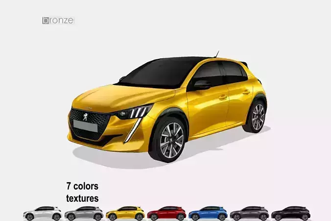 Peugeot 208 2020 Low-poly 3D model