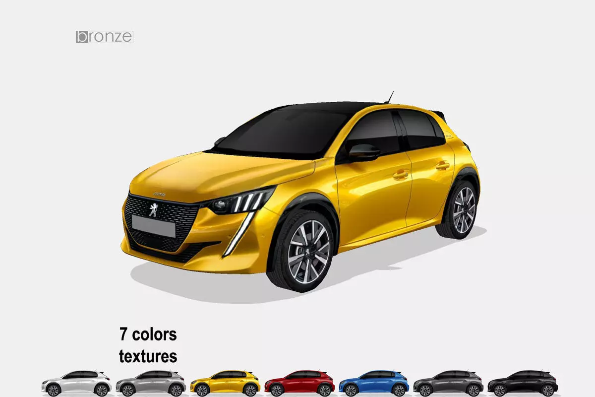Peugeot 208 2020 Low-poly 3D model_0