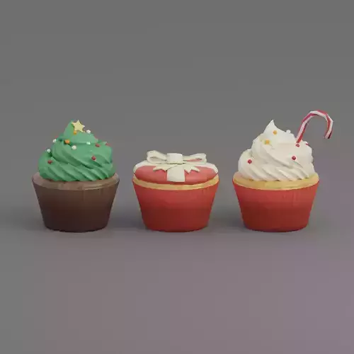 Christmas Cupcakes G35  Low-poly 3D model