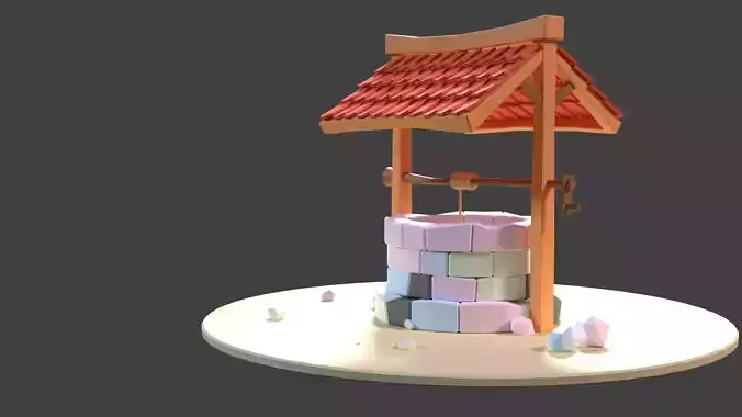 Cartoon Well Free low-poly 3D model