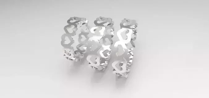 Wedding ring with heart  3 ring size 3D print model