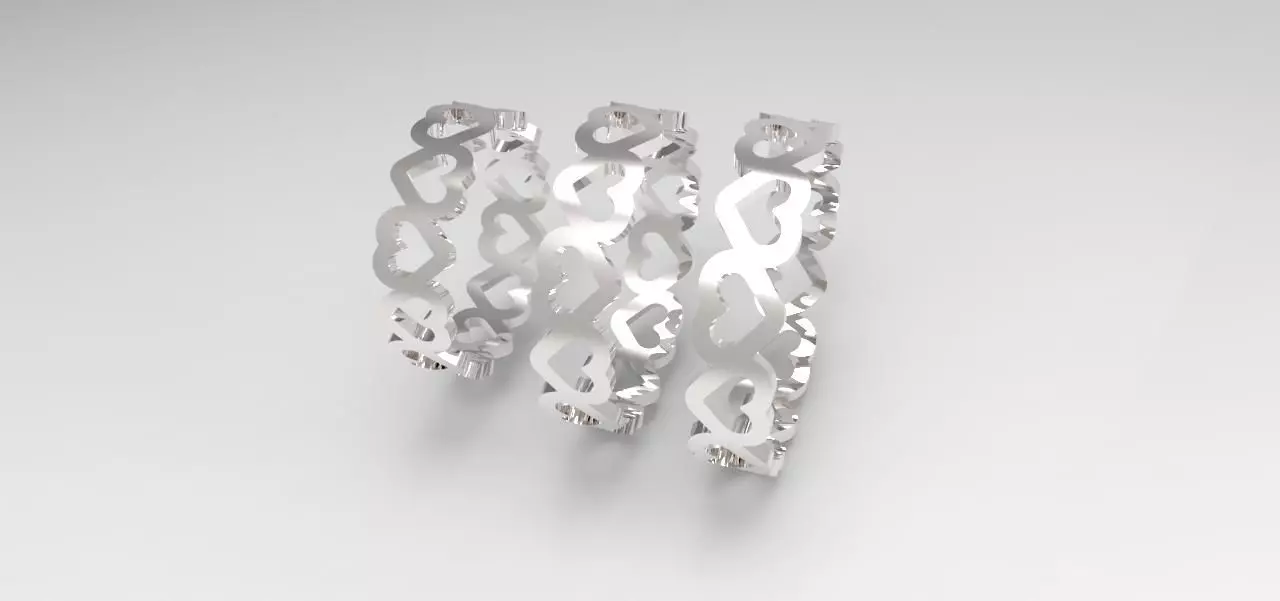 Wedding ring with heart  3 ring size 3D print model_0