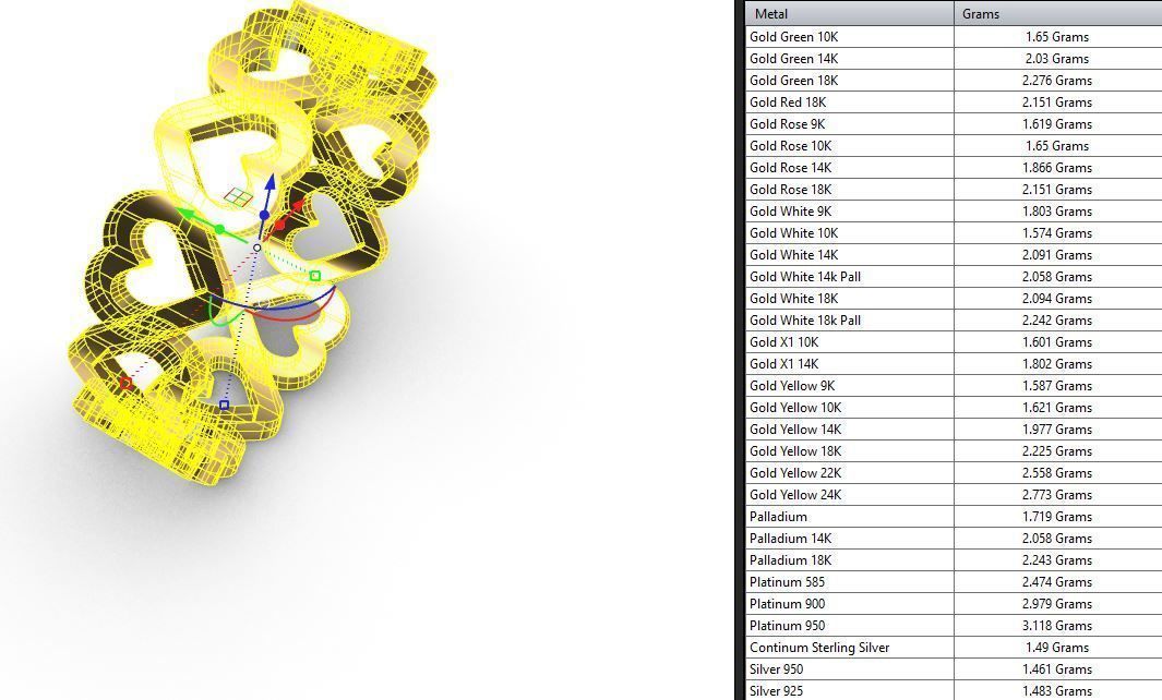 Wedding ring with heart  3 ring size 3D print model_6
