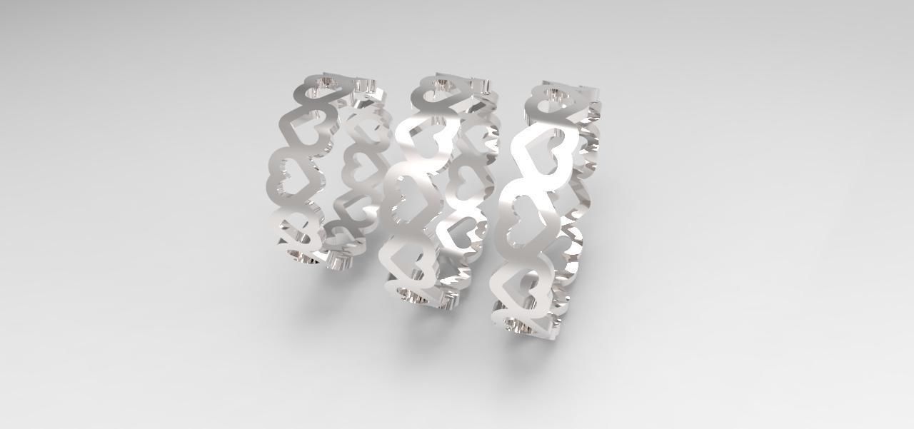 Wedding ring with heart  3 ring size 3D print model_9
