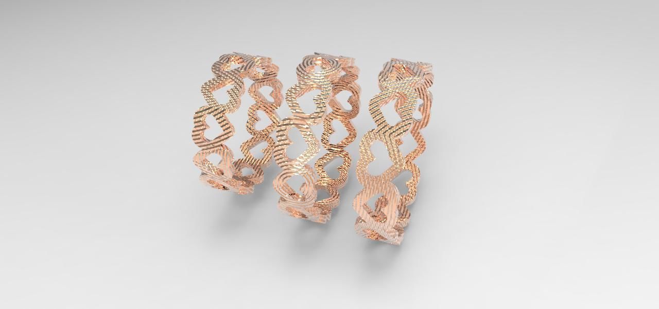 Wedding ring with heart  3 ring size 3D print model_14