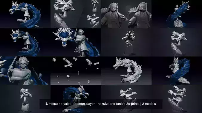 kimetsu no yaiba - demon slayer - nezuko and tanjiro 3d prints