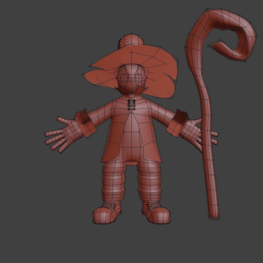 Character cartoon with long stick 3D model_9