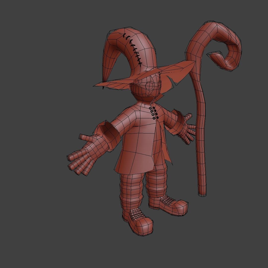 Character cartoon with long stick 3D model_10