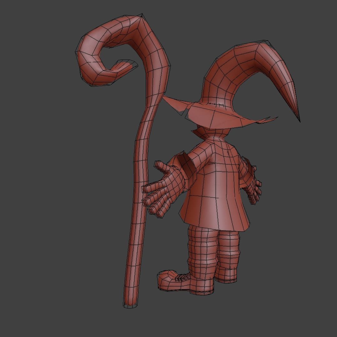 Character cartoon with long stick 3D model_12