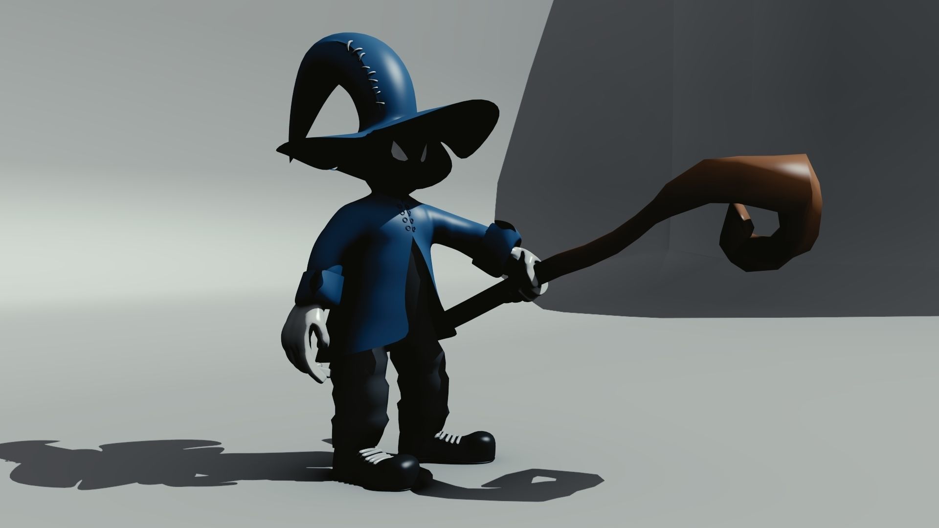 Character cartoon with long stick 3D model_6