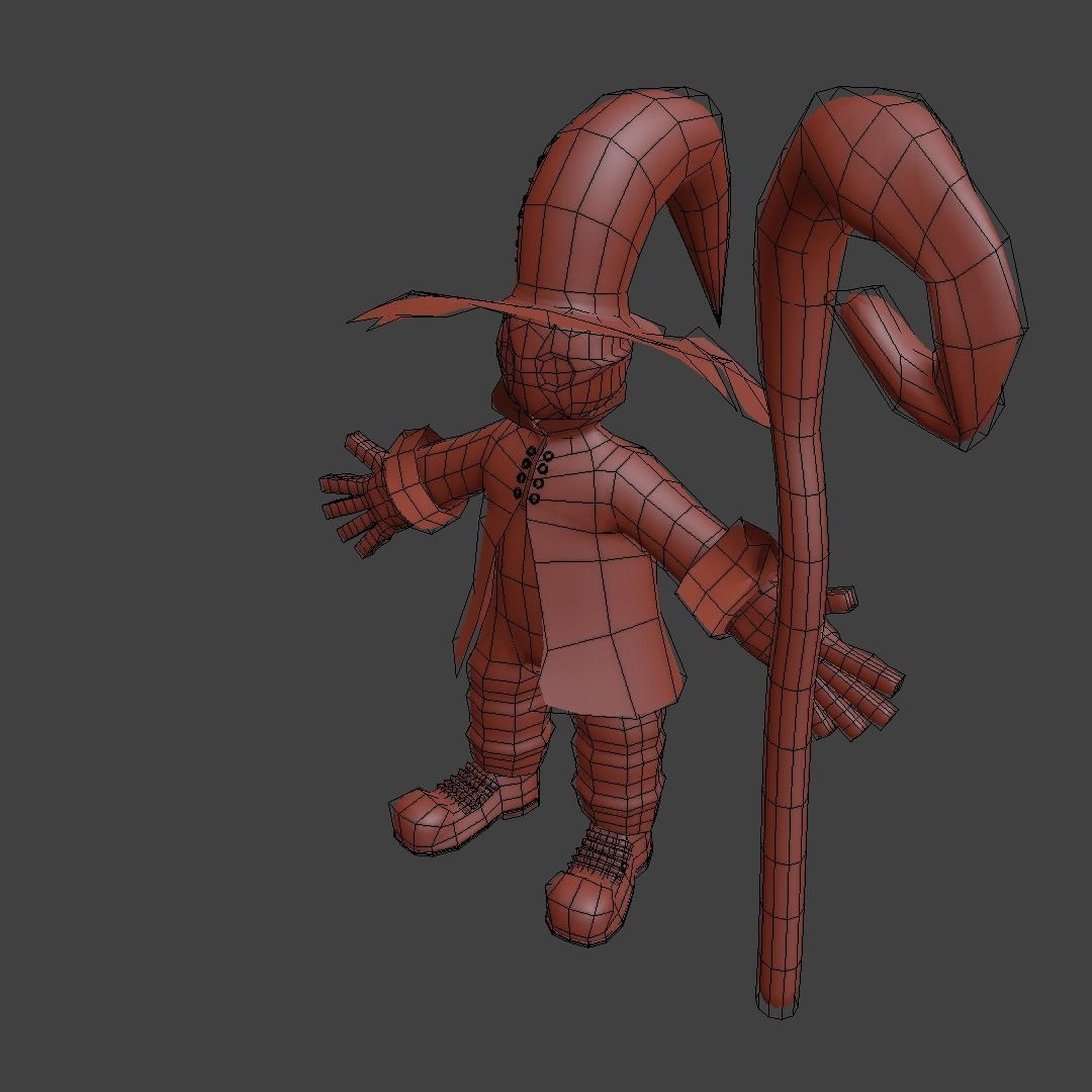 Character cartoon with long stick 3D model_13