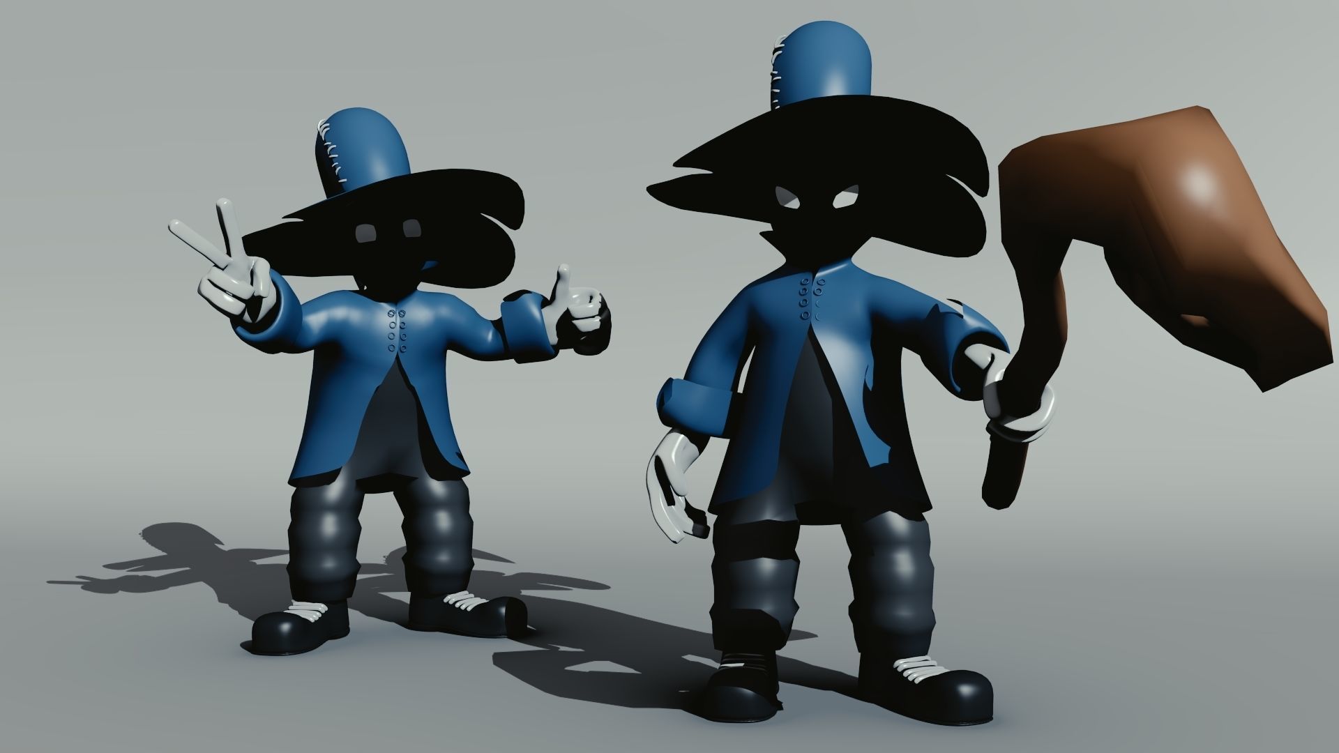 Character cartoon with long stick 3D model_5