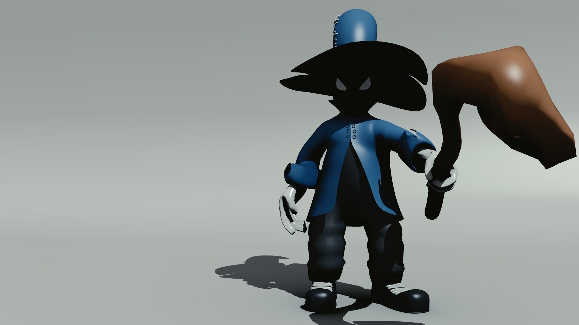 Character cartoon with long stick 3D model_7