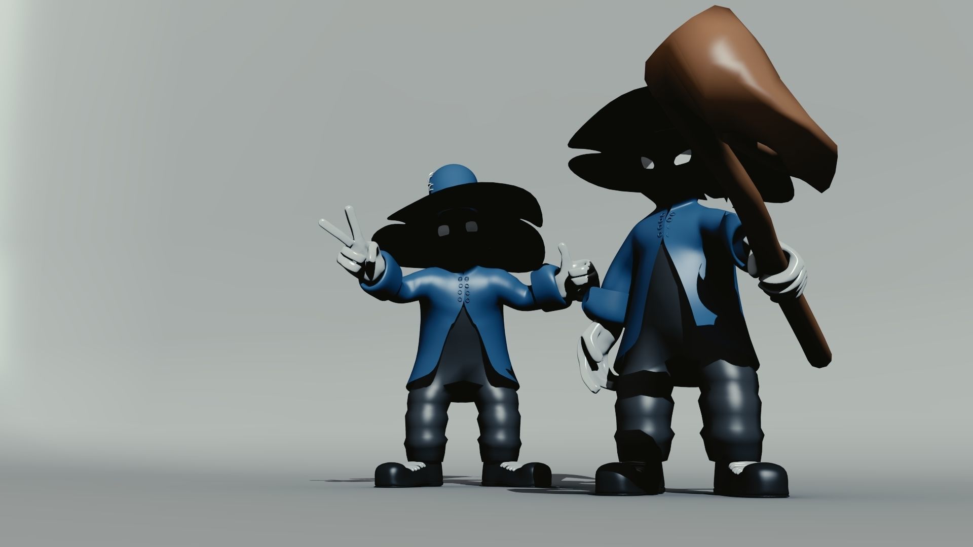 Character cartoon with long stick 3D model_8