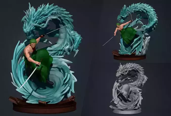 one piece - roronoa zoro - 3d print statue 3D print model