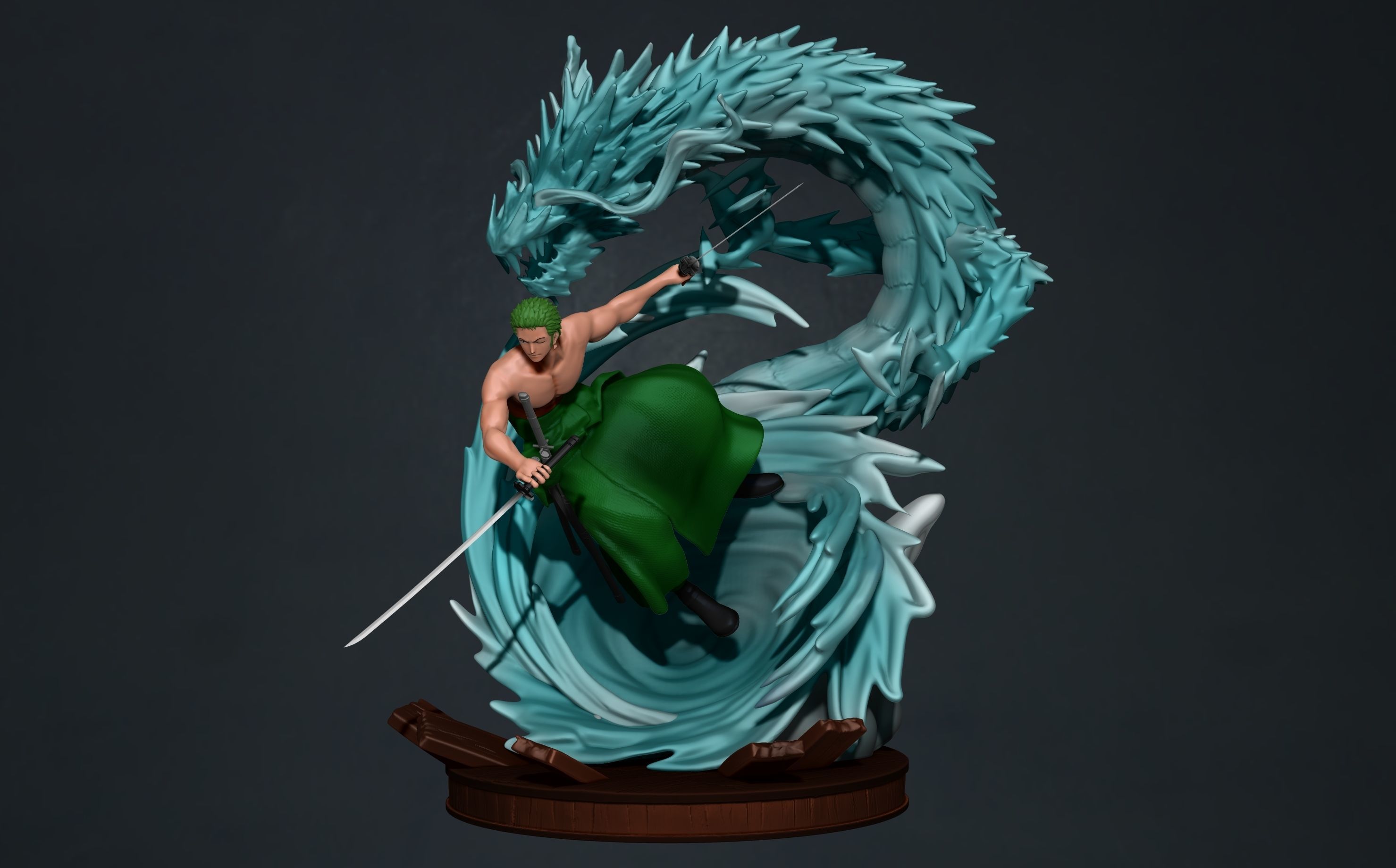 one piece - roronoa zoro - 3d print statue 3D print model_3