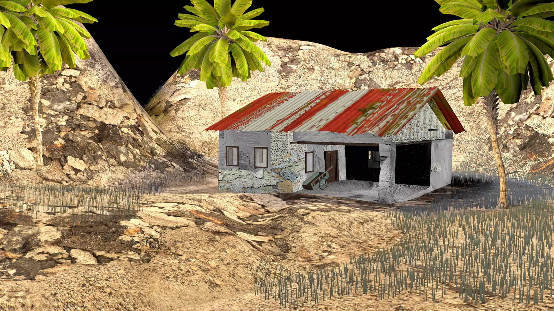 The hovel house in desert Free low-poly 3D model_0
