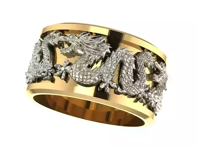 Halka chinese dragon band ring Low-poly 3D model