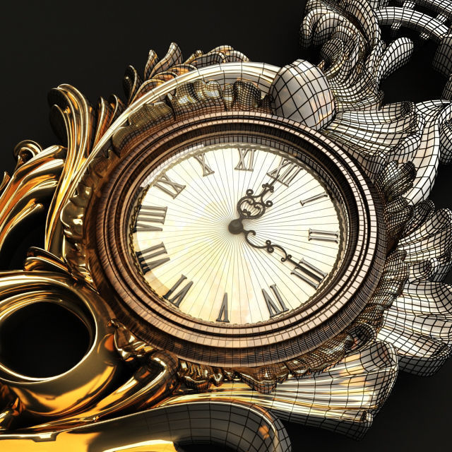 Antique Wall Clock 3D model_2
