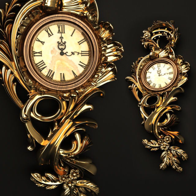 Antique Wall Clock 3D model_1
