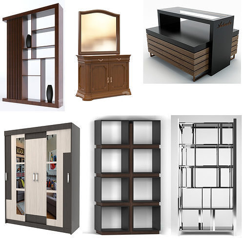 Wardrobes bedside tables closets and nightstands 48 pieces 3D model