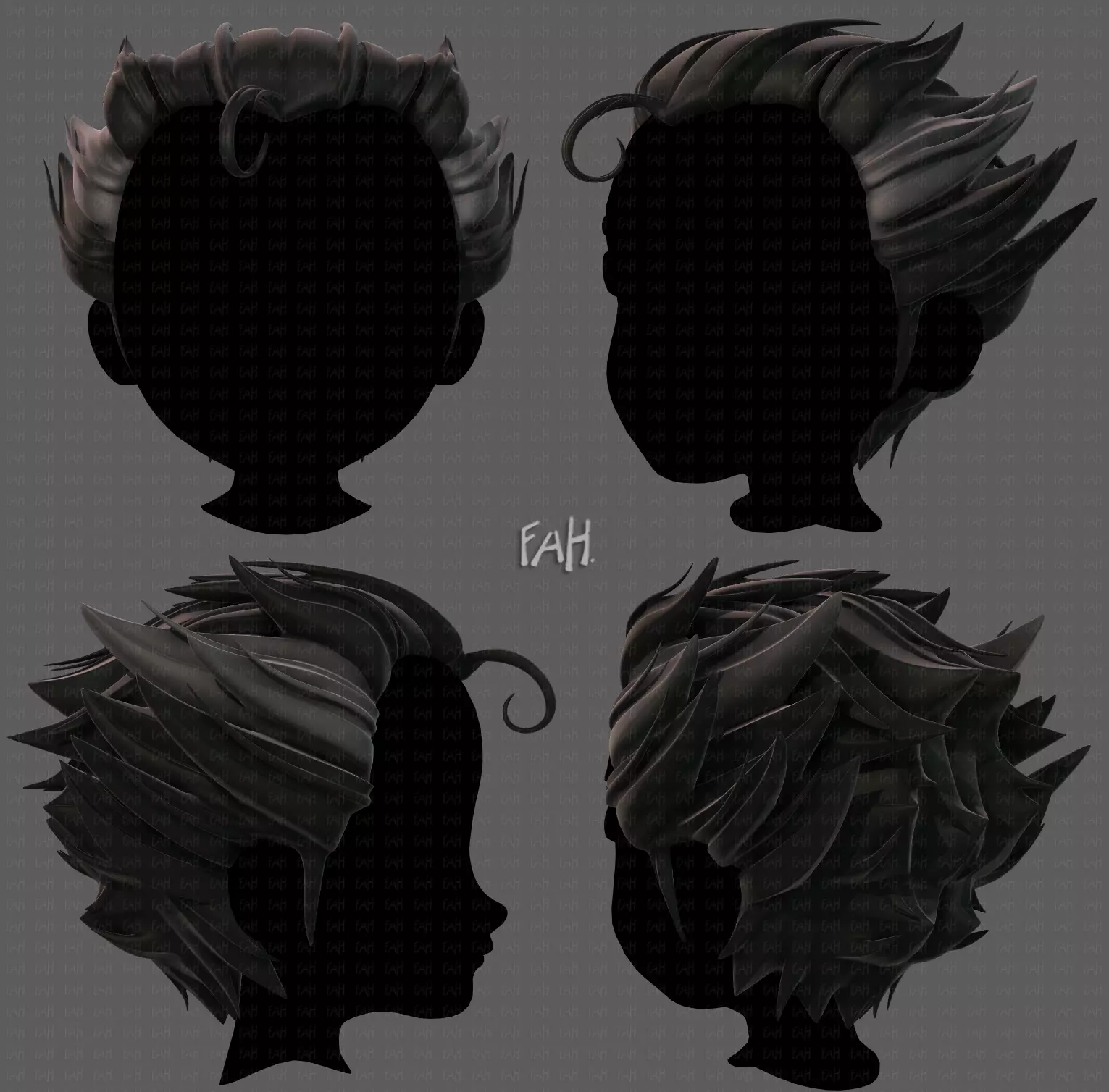3D Hair style for boy V62 Low-poly 3D model_0