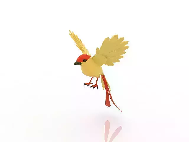 Yellow bird with red spots