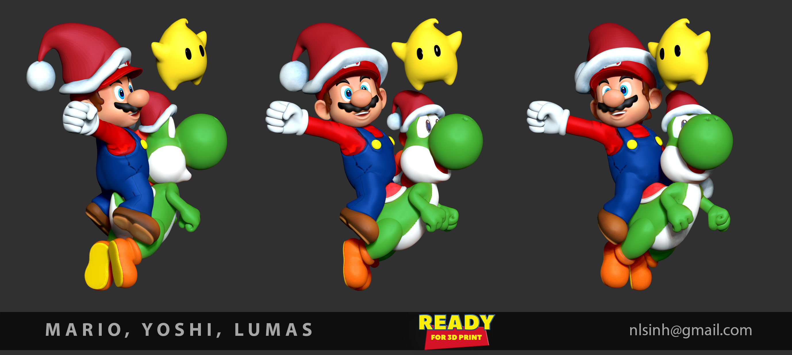 Mario - Yoshi - Lumas - Fanart 3D print model_3