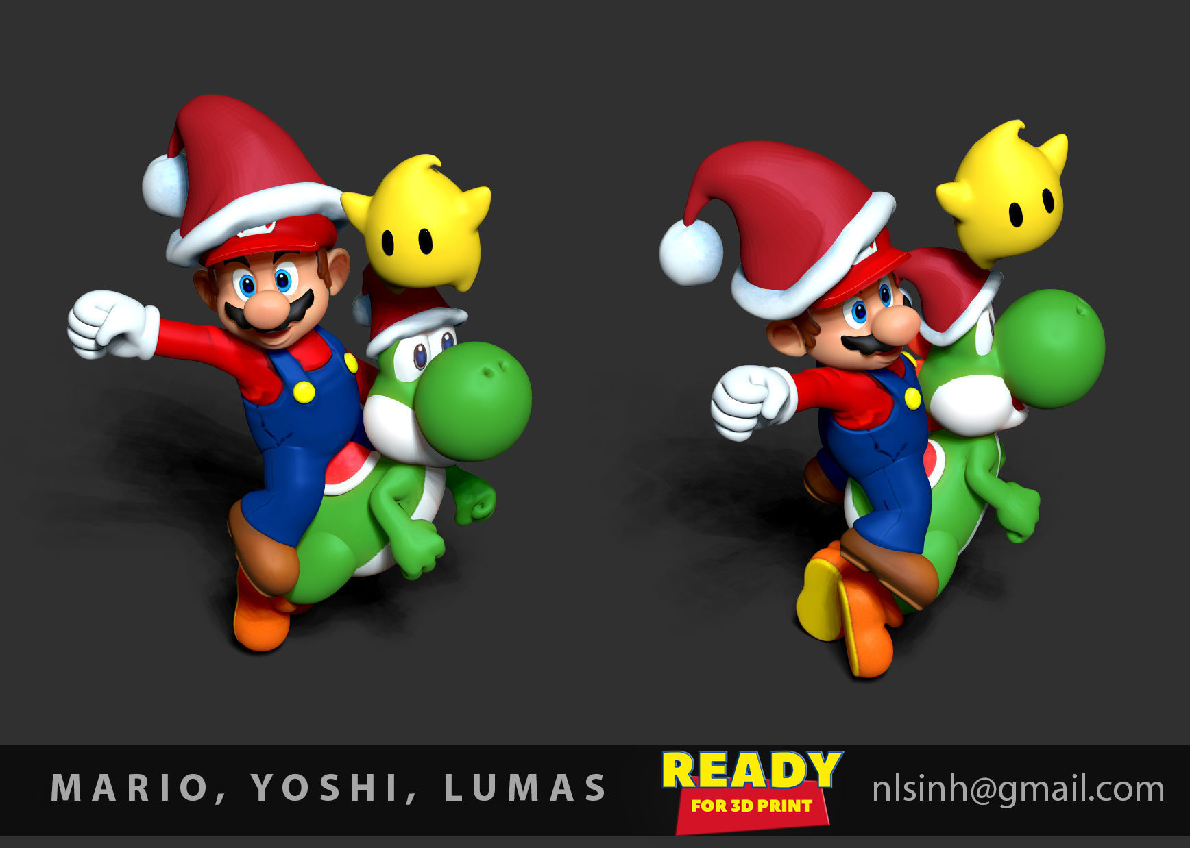 Mario - Yoshi - Lumas - Fanart 3D print model_1