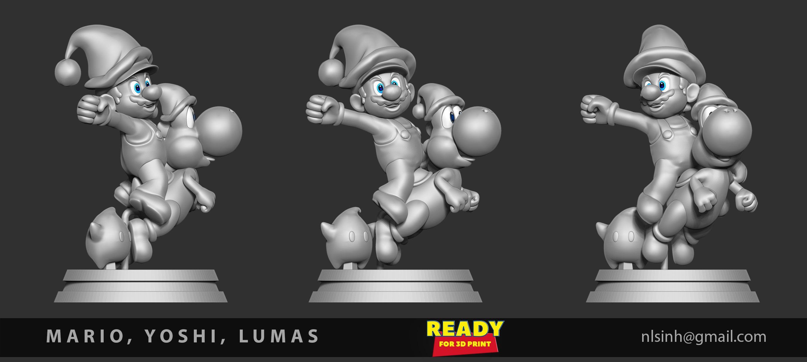 Mario - Yoshi - Lumas - Fanart 3D print model_4