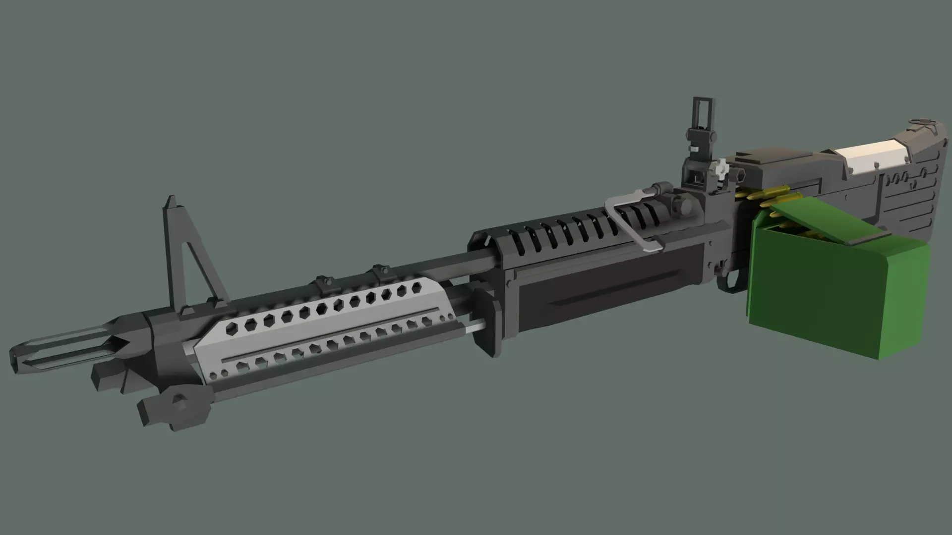 3D FREE Low Poly Stylized M60 Machine Gun Free low-poly 3D model_0