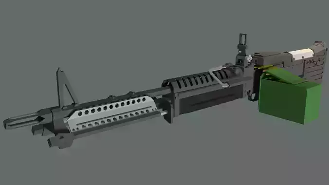 3D FREE Low Poly Stylized M60 Machine Gun