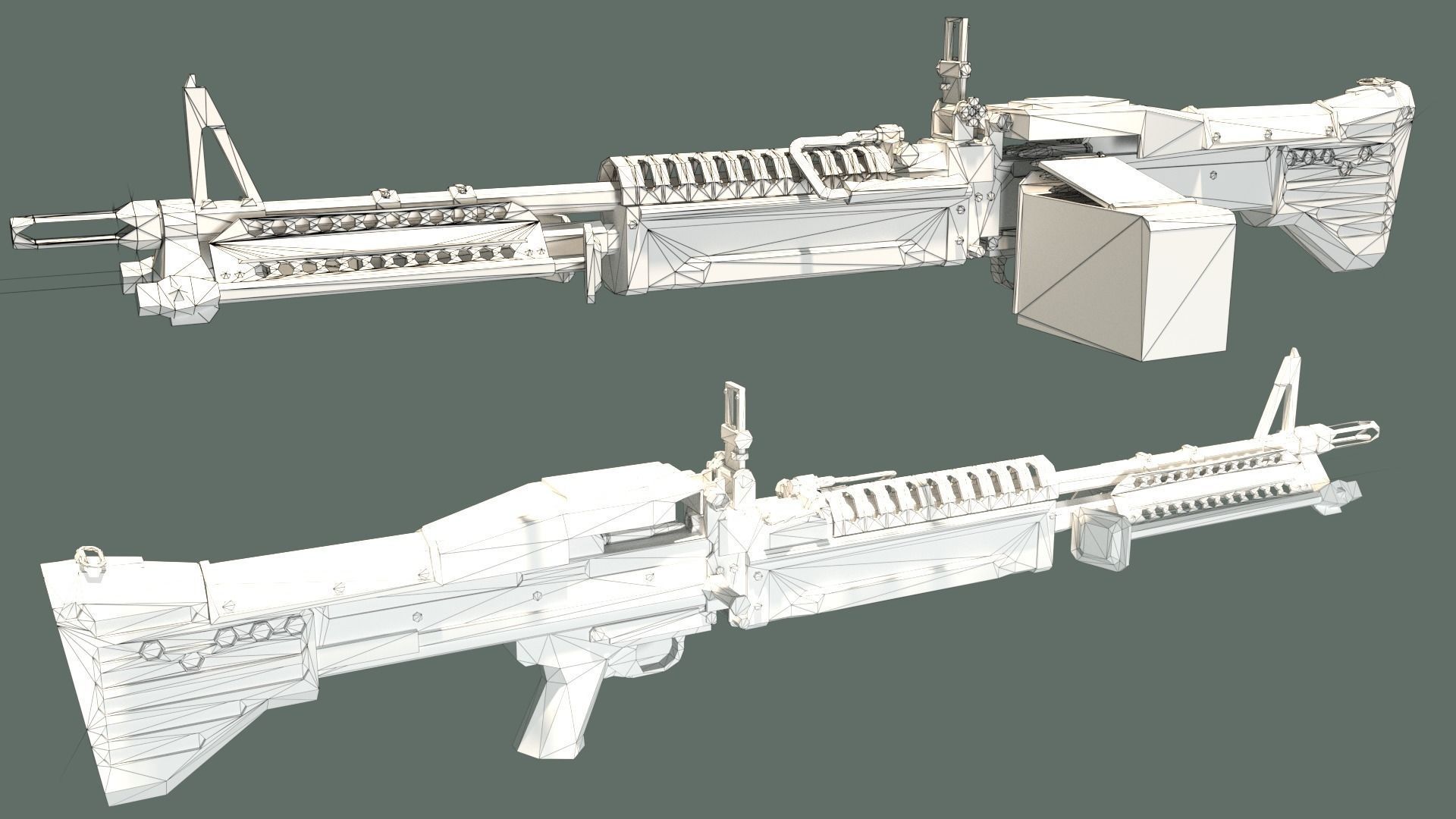 3D FREE Low Poly Stylized M60 Machine Gun Free low-poly 3D model_5