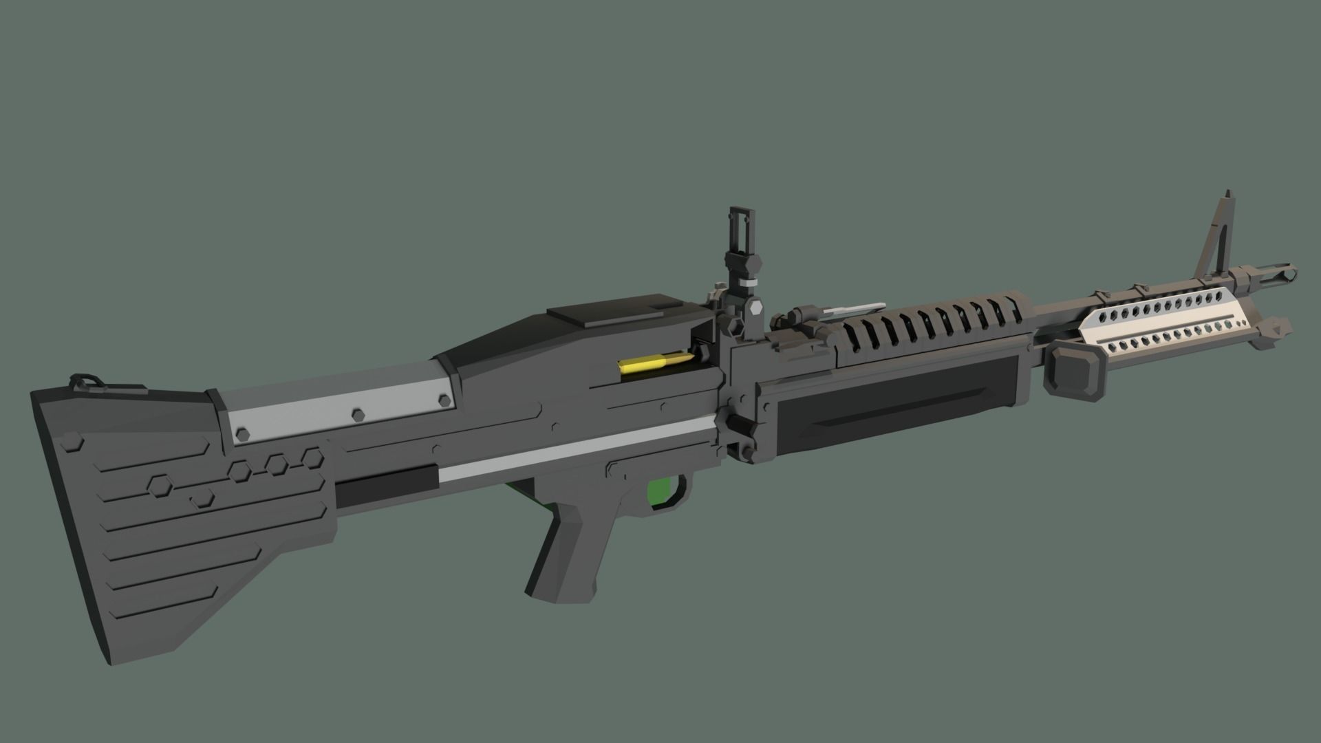 3D FREE Low Poly Stylized M60 Machine Gun Free low-poly 3D model_1
