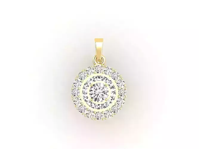 P0001 round diamond pendant gold 3D print model