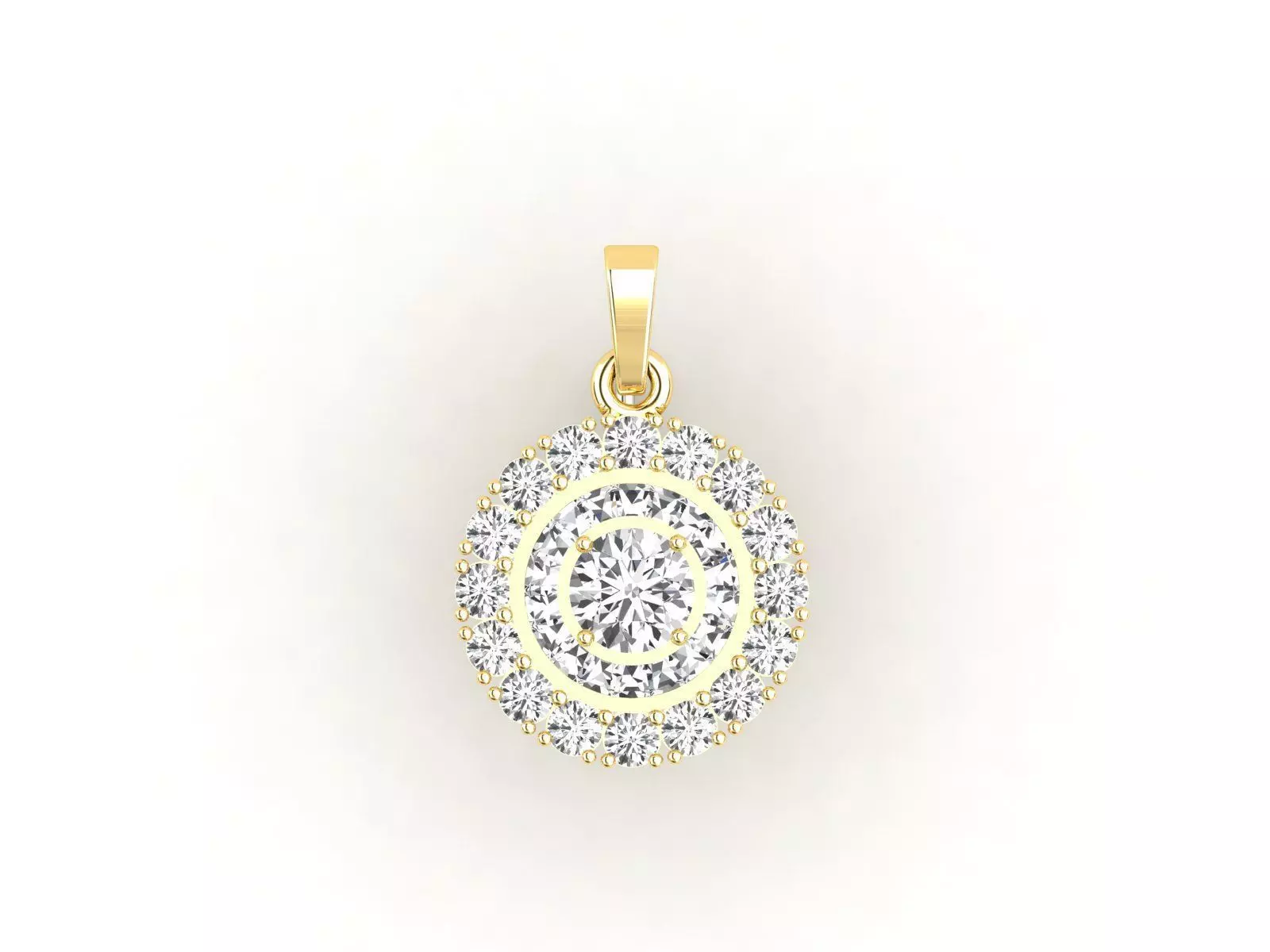 P0001 round diamond pendant gold 3D print model_0