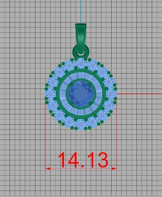P0001 round diamond pendant gold 3D print model_4