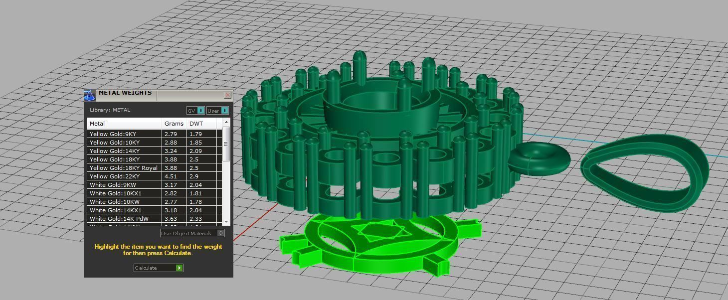 P0001 round diamond pendant gold 3D print model_7