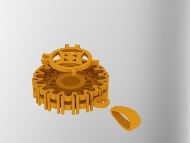 P0001 round diamond pendant gold 3D print model_6