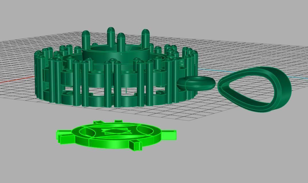 P0001 round diamond pendant gold 3D print model_8