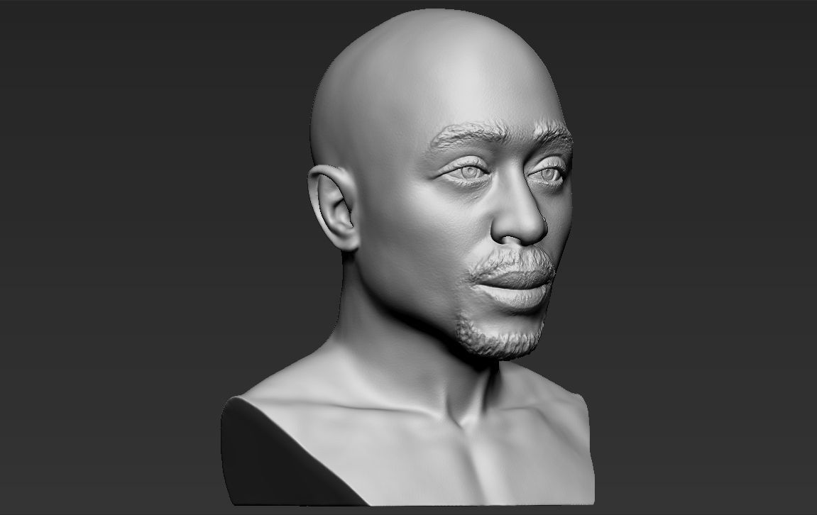 Tupac Shakur bust 3D printing ready stl obj formats 3D print model_8