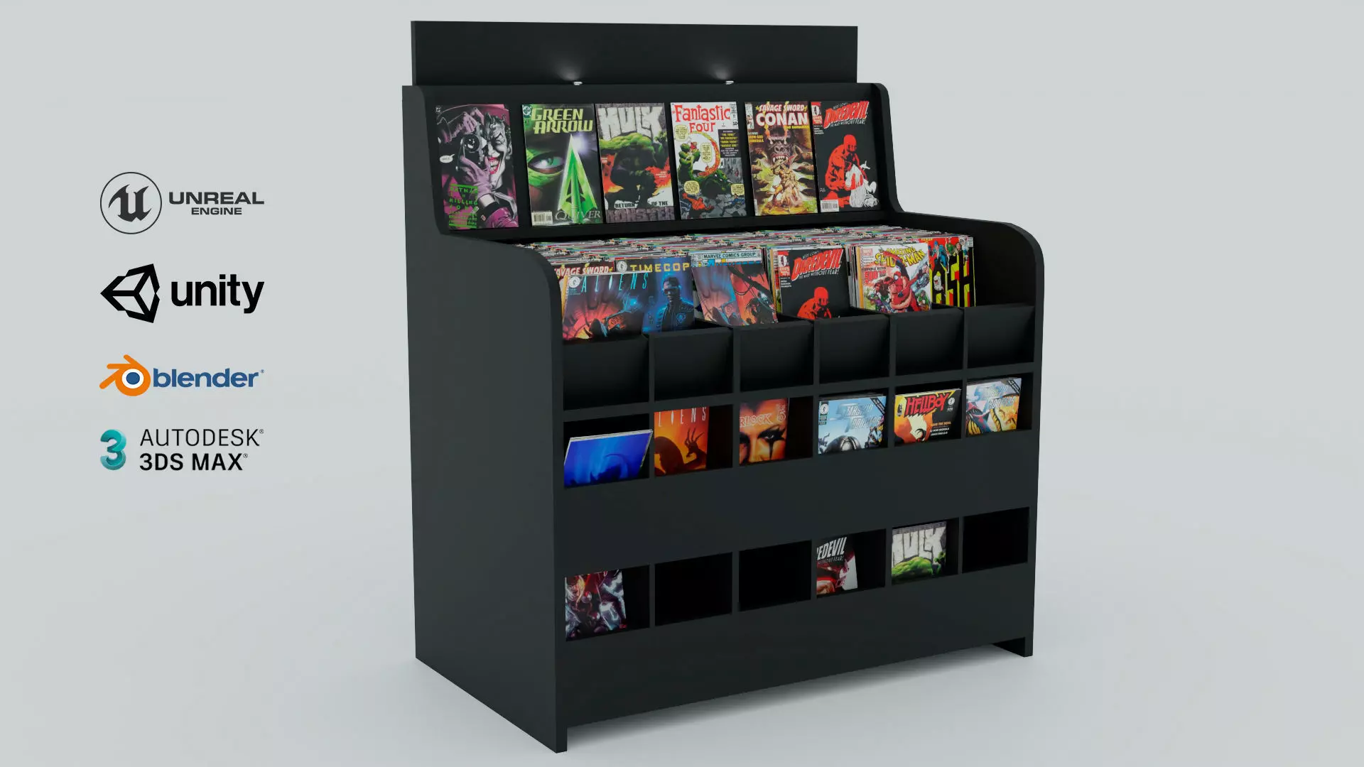 Comic Book Wood Rack 3D model