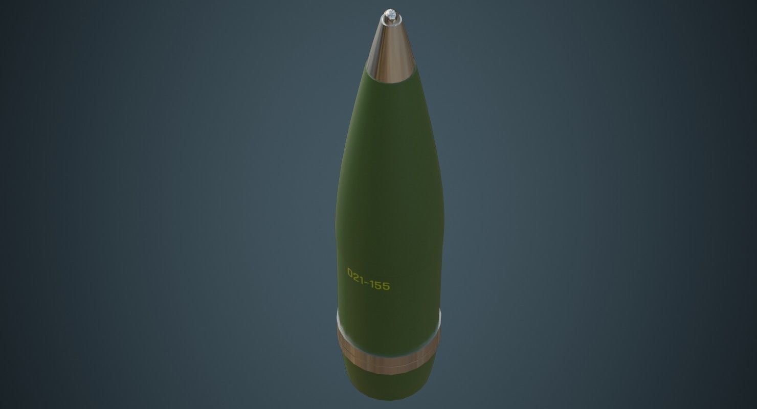 Artillery Projectile 1A Low-poly 3D model_2