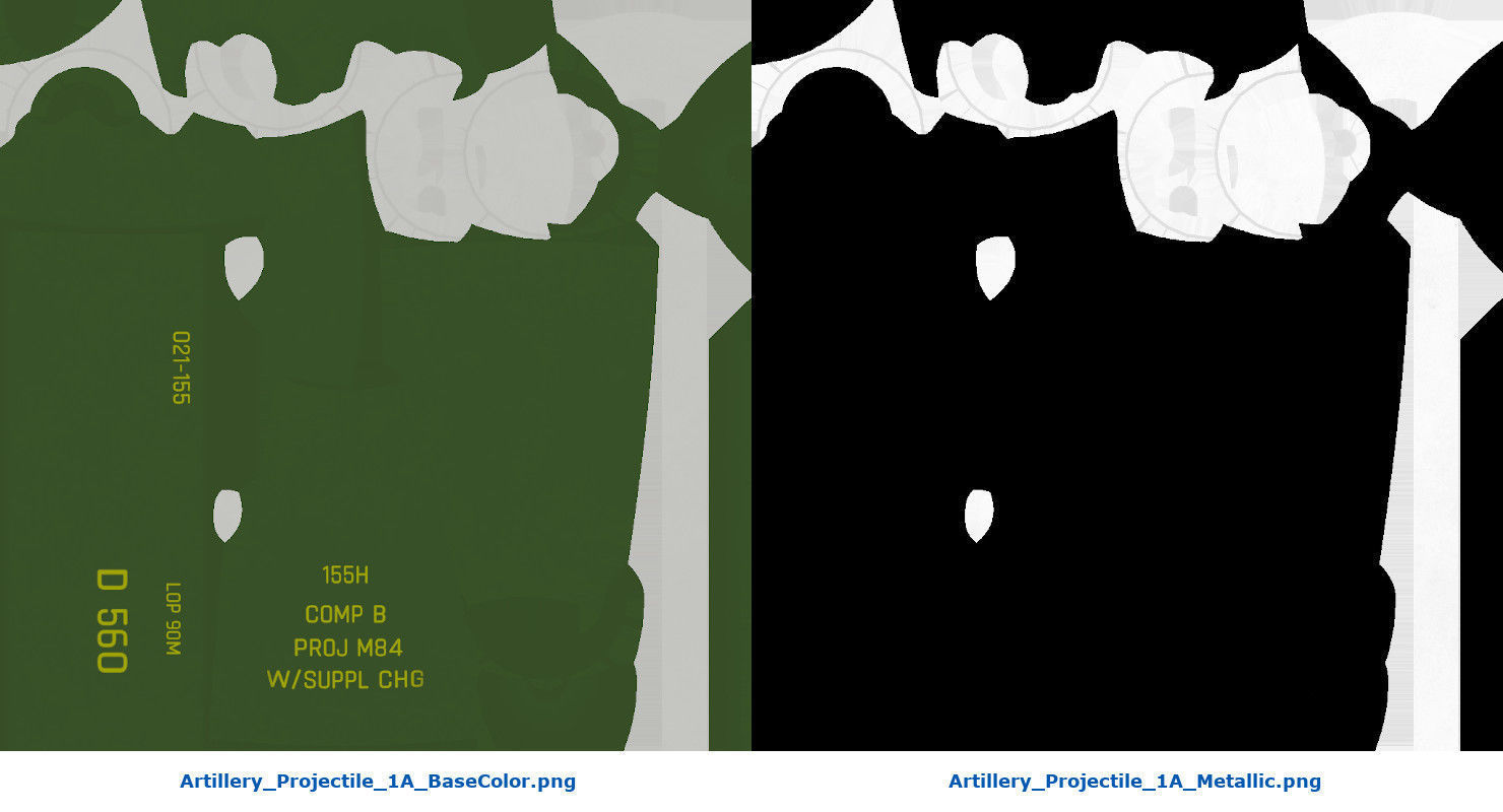 Artillery Projectile 1A Low-poly 3D model_8