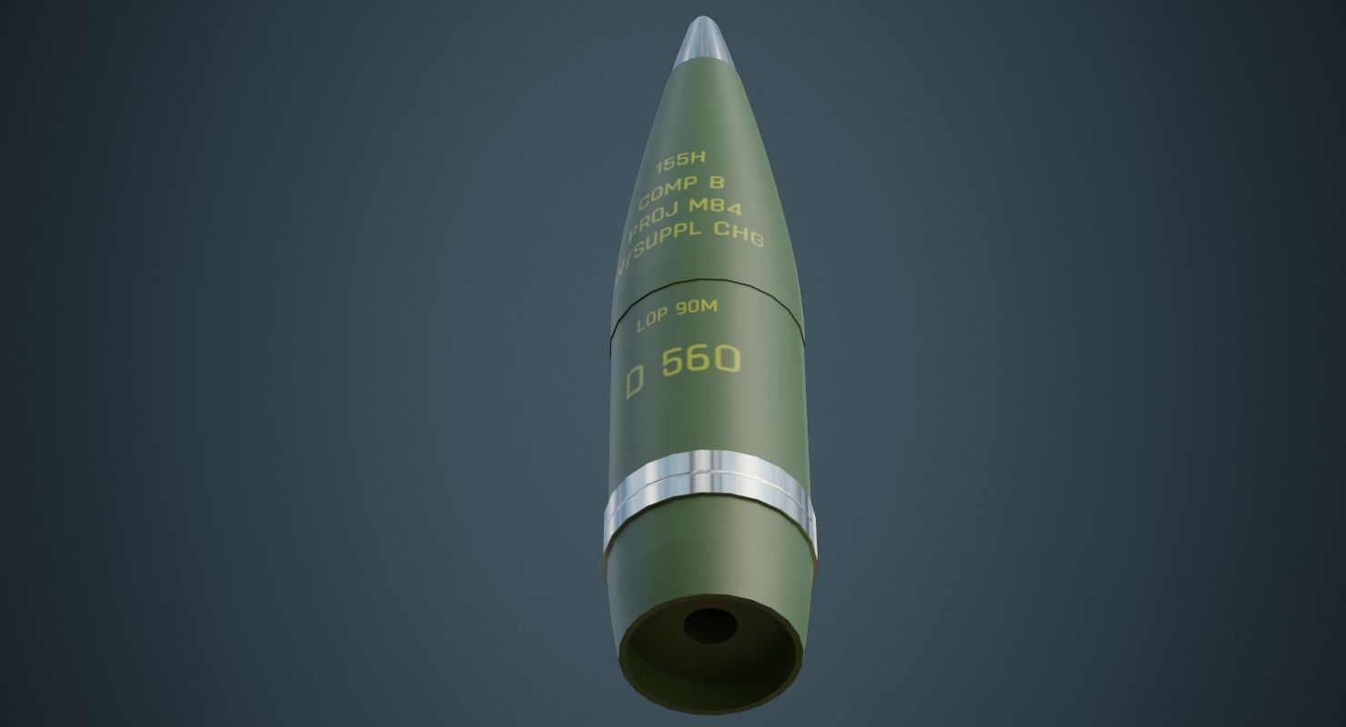 Artillery Projectile 1A Low-poly 3D model_4