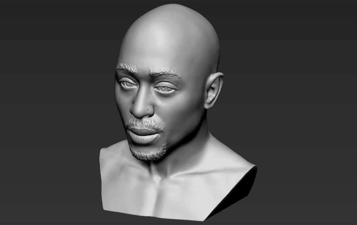 Tupac Shakur bust ready for full color 3D printing 3D print model_35